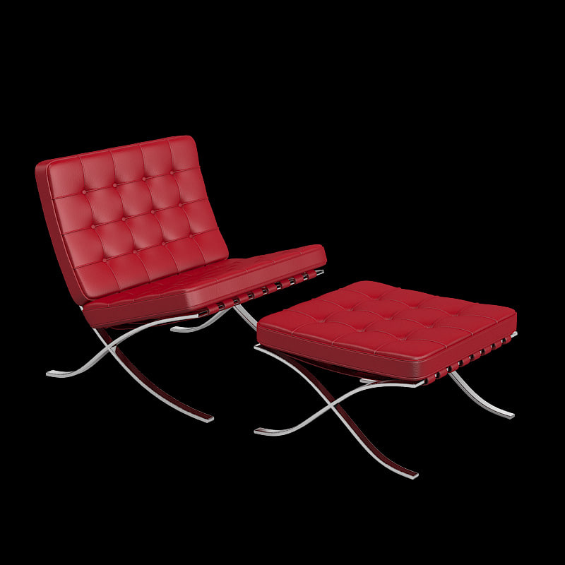 knoll barcelona chair stool 3d max